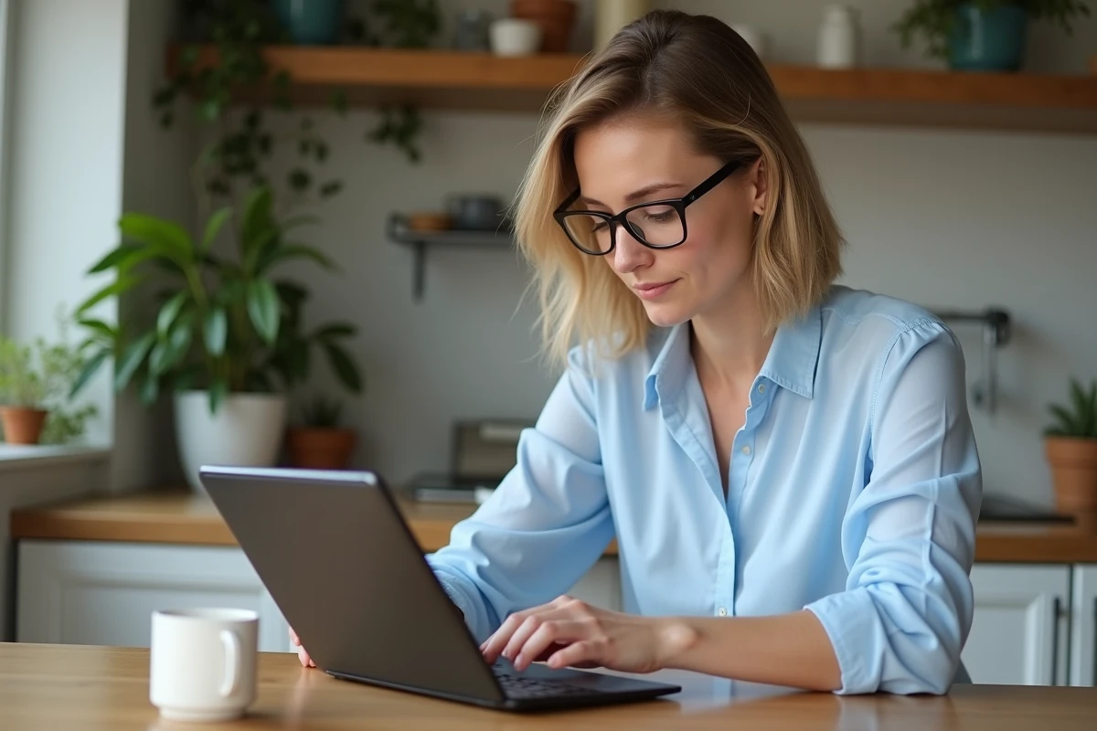 Femme française lisant des actualites de sante sur une tablette